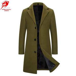 Manteaux trench modernes coupe ajustée, tissu coupe-vent, col classique, fermeture boutonnée, longueur longue, vêtements d'extérieur pour temps froid - Product Image 1