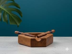 Cendrier de bureau triangulaire en bois massif fait main de style américain, idéal pour la maison, le café, le salon, décoration à prix de gros - Product Image 6