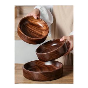 Wooden Serving <b>Bowl</b> for Salad <b>Fruits</b> with Utensils Handmade, Durable and Stylish Natural <b>Wood</b> Tableware Accessory - Product Image 1