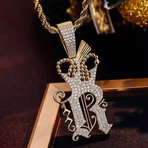 1.50 Inch Customizable Men's Hip Hop Necklace 925 Sterling <b>Silver</b> Round Cut Natural Diamond <b>Rope</b> <b>Chain</b> Pendant Gift For Him - Product Image 1