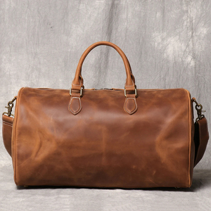 Sac de voyage en cuir véritable, sac de week-end, marron, grande capacité, pliable, léger, écologique, durable - Product Image 4
