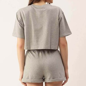 Conjuntos de 2 piezas para mujer, camisetas y pantalones cortos informales, traje de entrenamiento, ropa para mujer, conjuntos de pantalones cortos, conjunto de dos piezas para mujer, 100% algodón de gran tamaño - Product Image 3