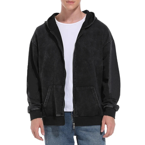 เสื้อฮู้ดซิปผู้ชายแบบสั่งทำจากโรงงาน OEM ทรงปกติ ผ้าฝ้าย 100% ระบายอากาศได้ดี เหมาะสำหรับฤดูหนาว สไตล์วินเทจ - Product Image 4