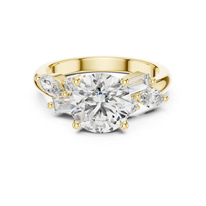 แหวนหมั้นเพชรทรงมาร์ควิส ทรงบัค และทรงกลม ทองคำ 14K สำหรับผู้หญิง |   เพชรที่เพาะเลี้ยงใหม่ - Product Image 3