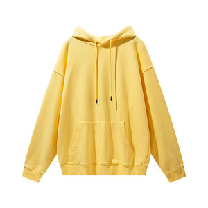 Premium Mens Yellow <b>Plain</b> <b>Hoodie</b> Cotton Fleece Winter Pullover Casual Streetwear Sweatshirt - Product Image 1