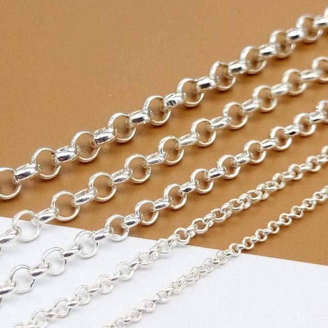 GP S925 Silver Rolo Unfinished Bulk Belcher Chain 1.5mm 2mm 3mm 3.5mm 4mm 5mm 6mm by Meter Permanent Jewelry Chains Supplies