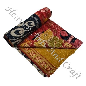 ผ้านวมแคนธาทำด้วยมือสำหรับใช้ในโรงแรม & บ้าน GD1078ขายส่งจากผู้จำหน่ายทองคำผ้าคอตตอนพิมพ์ลายสไตล์อินเดีย - Product Image 3