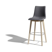 Tabouret de bar rembourré, hauteur de siège 78 cm, pieds en bois de hêtre, repose-pieds chromé, assise rembourrée pour comptoirs de bar et tables hautes