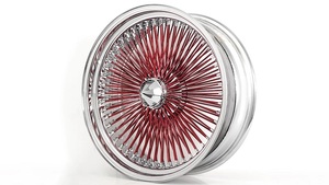 Quality New 22x8 LAWirre <b>Wheels</b> Standard 150-<b>Spoke</b> Straight Lace Chrome with Red Rims (4pcs) - Product Image 2