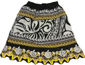 Falda informal de mujer con cintura elástica, estilo tradicional de las Islas del Pacífico, recta, tejida, 100% algodón, con dobladillo de encaje floral, hasta la rodilla, de secado rápido, personalizada. - Product Image 5