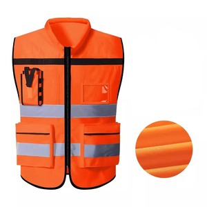 Combinaison de travail en polyester pour la sécurité nocturne, lavable, gilet de sécurité à haute visibilité avec poches réfléchissantes pour hommes - Product Image 1