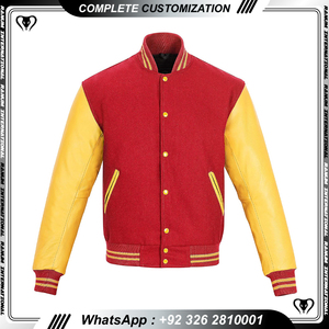 แจ็กเก็ตเบสบอลสำหรับผู้ชายแจ็คเก็ตเบสบอลผ้าปะติดโลโก้ชุดสตรีทแวร์ผลิตตามสั่ง - Product Image 2