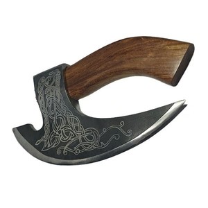 Handmade Stainless Steel Pizza Slicer Wood <b>Handle</b> High Original Viking <b>Axe</b> Design Chef Knife Kitchen Use Includes Leather Sheath - Product Image 4