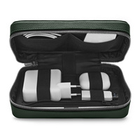 ADORA Boîte de rangement de voyage en cuir PU de haute qualité avec boucle pour stylo et compatibilité souris/USB, fermeture éclair, vert, personnalisable