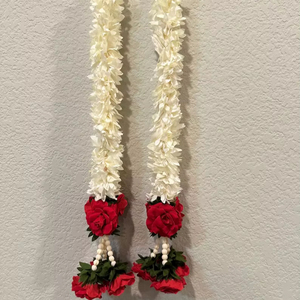 Cordes de jasmin artificielles avec fleur de rose pour décoration de mariage guirlande porte guirlandes suspendues Diwali maison et temple décoration murale - Product Image 1