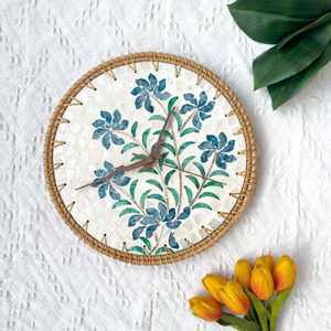 Nacre bohème de qualité supérieure avec horloge murale en rotin pour art mural de salon avec horloge fabriquée au Vietnam - Product Image 3