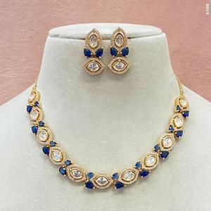 Glamorous Premium Quality <b>Gold</b> Plated Moissanite Classic Necklace <b>Set</b> with <b>Earrings</b> for Wedding Party & Engagement Wear Women - Product Image 4