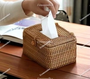 New Arrival Bamboo Rattan Tissue Box Holder Eco-Friendly Classic Hand Woven Multifunctional Aesthetic <b>Car</b> Home Restaurant Decor - Product Image 2