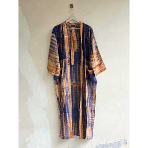 Kimono long en crêpe de soie tie-dye, tenue de plage, paréo grande taille, idéal pour maillot de bain - Product Image 2