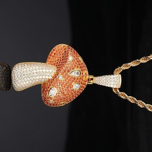 Colgante de seta de diamante de moissanita chapada en oro de Plata de Ley 925, regalo de fiesta de boda perfecto para hombres y mujeres - Product Image 6