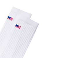 Chaussettes en coton blanc personnalisées JZVINA avec broderie drapeau américain pour hommes, usage quotidien, respirantes, résistantes aux déchirures, style tricoté