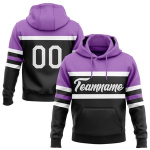 Custom Stitched <b>Black</b> White-Medium Purple Line Sports Pullover Sweatshirt Hoodie - Product Image 1