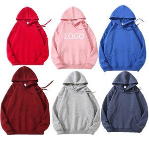 Sweat à capuche surdimensionné en coton épais unisexe imprimé lavage à l'acide de luxe saison hivernale polaire sans ficelle motif solide pour hommes femmes - Product Image 1