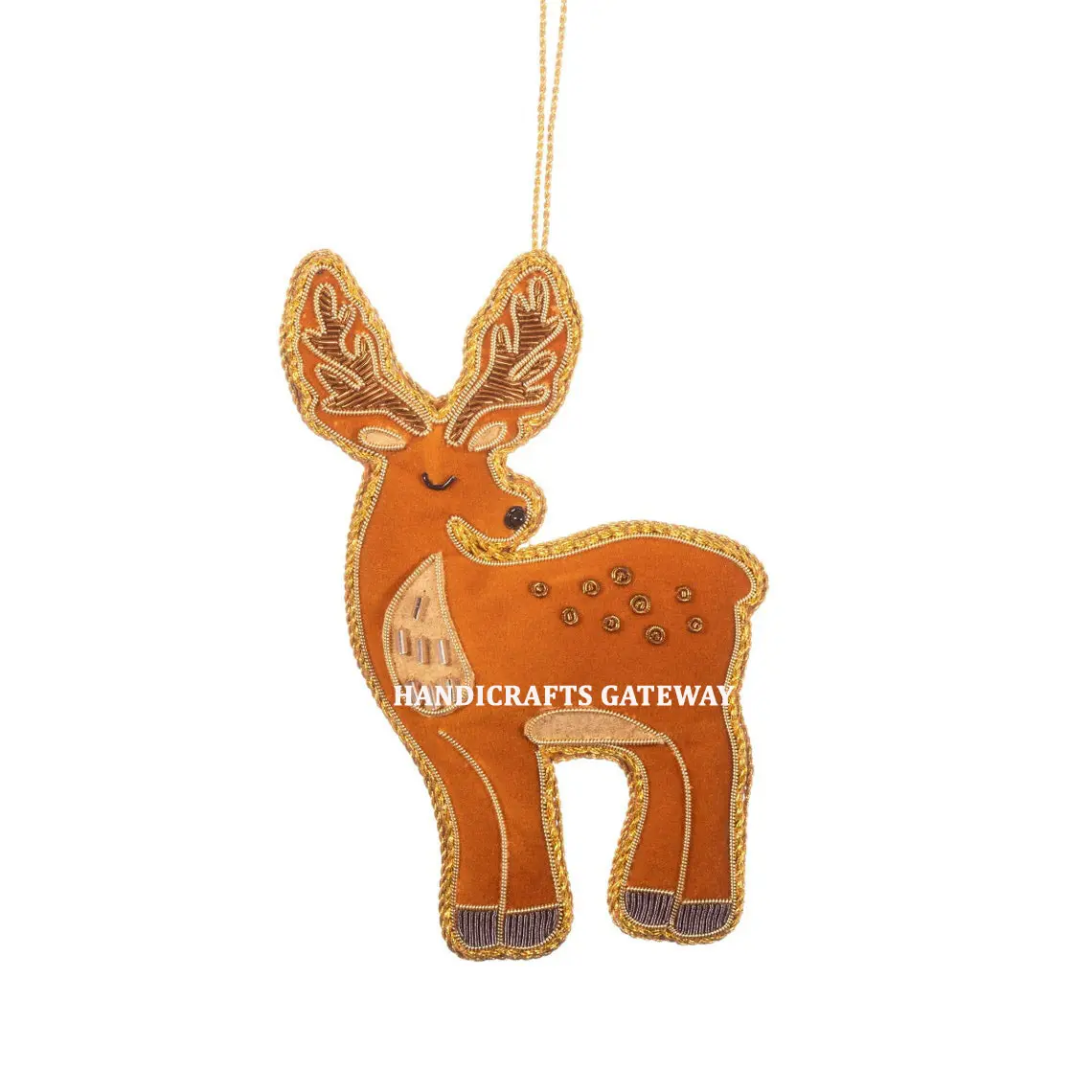 プレミアム品質のゴージャスな高級ザリ刺Embroidery鹿の形クリスマスハンギングオーナメントアクセサリー木の装飾用