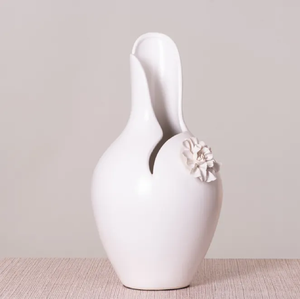 Florero de cerámica blanca de belleza floreciente, florero de cerámica hecho a mano indio, decoración del hogar, oficina y Hotel, diseño moderno - Product Image 1