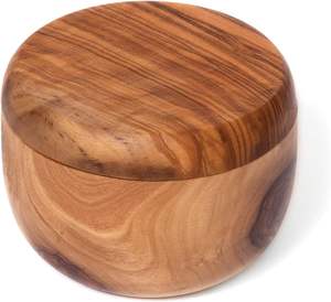Boîte à sel et à épices en bois d'olivier avec couvercle pivotant, 3,625 pouces de diamètre x 2,5 pouces de hauteur, bols à sel en bois pour la cuisine - Product Image 2
