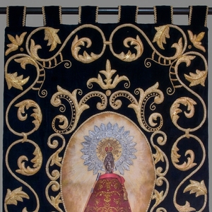 Bannière liturgique de luxe en velours, personnalisée, brodée à la main avec du fil doré, drapeau religieux catholique pour l'église avec franges - Product Image 4