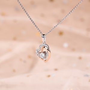 สร้อยคอเพชรเงินแท้รูปหัวใจคู่เจลิยา - Product Image 6