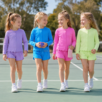 Ensemble de vêtements de sport pour filles, haut à manches longues en tissu yoga et short, vêtements de sport pour enfants pour l'école, les jeux en plein air, logo, couleur, taille et motif personnalisés