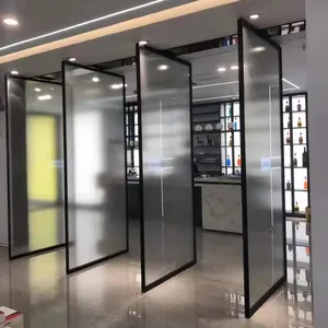 Puertas pivotantes de aluminio para casas de apartamentos personalizadas de diseño moderno Puerta pivotante de vidrio eléctrica inteligente