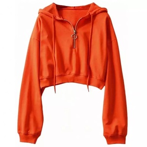 GAF Wholesale High Quality Women's Hoodies Rib High Neck Front Half Zip Long Sleeve Hoodie for Women - Product Image 6