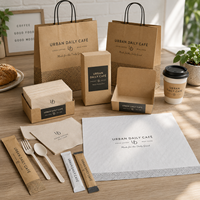 Ensemble d'emballages personnalisés pour café AT PACK avec sacs en papier, boîtes alimentaires, serviettes et papier d'emballage pour cafés