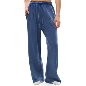 Ropa de calle personalizada para hombre, pantalones de chándal de algodón ligeros de cintura media, pantalones de chándal acampanados, pierna recta suelta, pierna ancha con cordón - Product Image 6