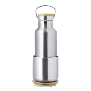 Set di bicchieri personalizzati in acciaio inossidabile e bambù - Product Image 1