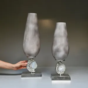 ชุดเชิงเทียนและโคมไฟโลหะทำจากอลูมิเนียมทันสมัยสำหรับงานแต่งงานหรูหราโต๊ะทานอาหารเย็นพร้อมโคมไฟเทียน - Product Image 3