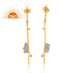 Vente chaude en argent sterling plaqué or 18 carats naturel aigue-marine pierre précieuse balancent boucle d'oreille Demi fabricant de bijoux fins - Product Image 4