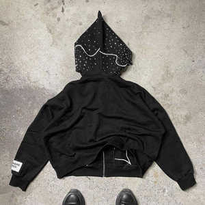 Sweats à capuche zippés unisexes 100% coton éponge française Y2K Style Rhinestones Vente en gros de produits personnalisés Offre hiver - Product Image 2