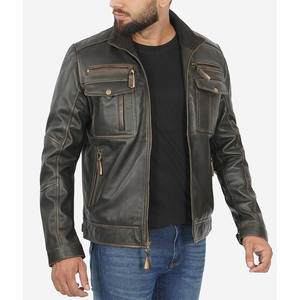 แจ็กเก็ตหนังสำหรับผู้ชายเสื้อแจ็กเก็ตหนังขี่มอเตอร์ไซด์และรถแข่งออโต้สำหรับผู้ชายขายส่งโลโก้ที่มีคุณภาพสูง - Product Image 3