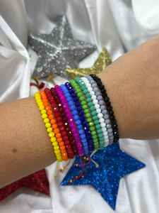 Glass <b>Beaded</b> Ball Classic Stretch <b>Bracelets</b> Natural Stone Colorful Stackable Elastic Jewelry Handmade Unisex <b>Fashion</b> Accessories - Product Image 2