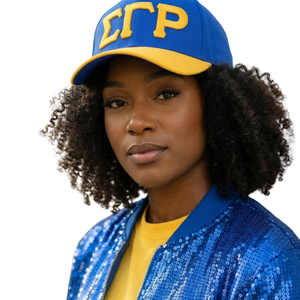 Casquette de baseball brodée SGR Sigma Gamma Rho, bleu roi et or, pour femme, ajustable, vêtement de sororité - Product Image 5