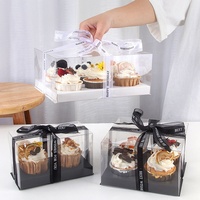 Vente en gros Boîtes à cupcakes transparentes sur le dessus Boîtes à cupcakes transparentes sur mesure 6 8 12 13 trous Gobelets en papier transparent pour gâteaux Conteneurs de boîtes
