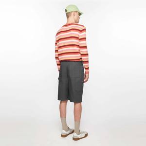 Canvas <b>Shorts</b> <b>Man</b> - Unisex, Regular Fit, Mid Waist, Wide Leg, <b>Knee</b> <b>Length</b>, Quick Dry and Garment-Dyed Cotton with Leather Patch - Product Image 4