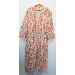 Kimono largo con estampado Floral, ropa de noche suave y cómoda, bata de baño de algodón, bata de verano, Kimono nupcial, ropa de playa, Kimono - Product Image 3