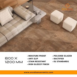 Baldosas europeas superiores 600x1200 Acabado mate Suelo de cemento de porcelana no brillante Material de construcción Baldosas de baño de piedra - Product Image 5