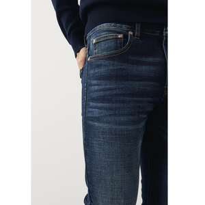 Pantalones vaqueros azules estrechos para hombre, ajustados, ajustados, de verano, cómodos, de tela vaquera, pantalones vaqueros de algodón transpirables para hombre - Product Image 2