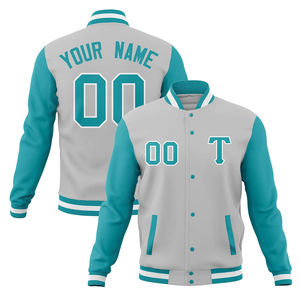 Veste universitaire décontractée, couleurs contrastées, style streetwear bombardier surdimensionné avec patchs de broderie, veste hip-hop, livraison directe - Product Image 1